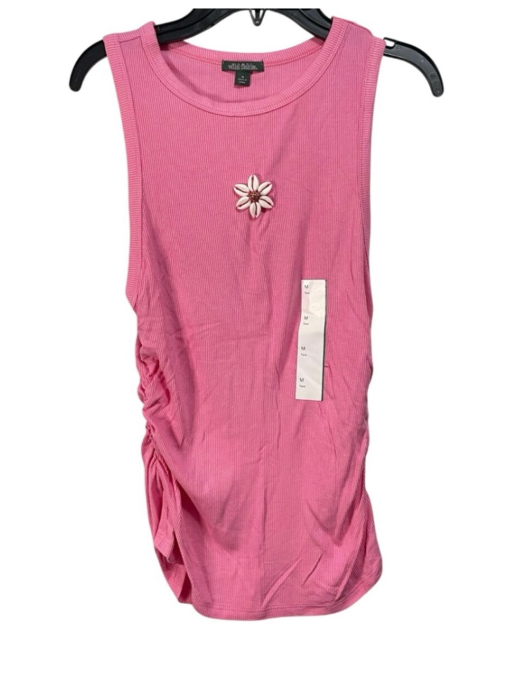 wild fable M Pink Ribbed Tank with Daisy Applique